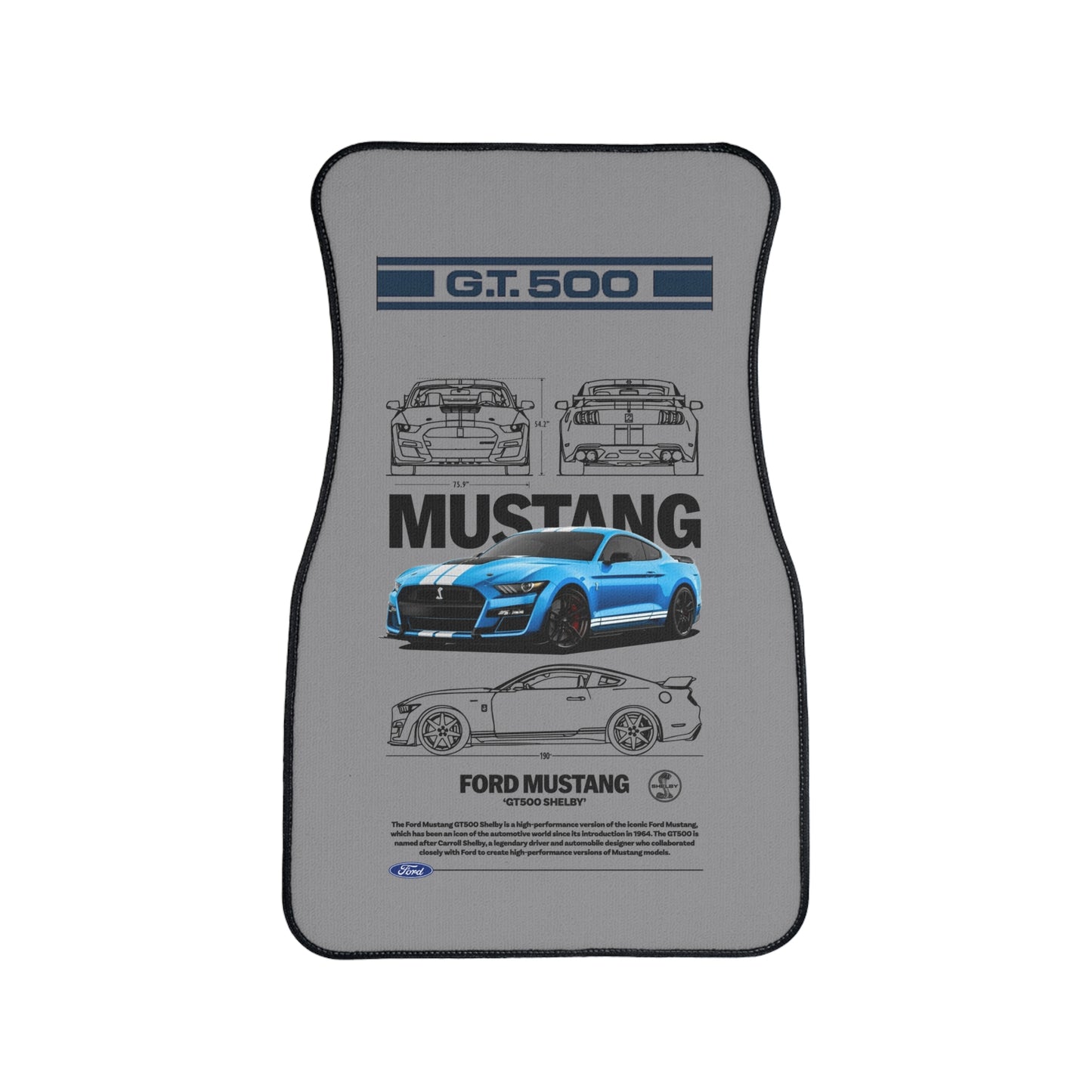 Ford Mustang GT 500 Blueprint Floor Mat