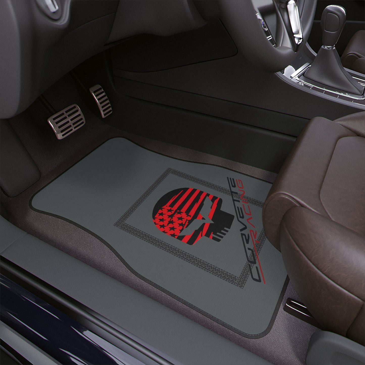 Corvette Racing Skull Floor Mat